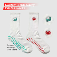 Calcetines Antideslizantes con Logotipo Personalizado al por Mayor, Calcetines de Algodón con Silicona Antideslizante para Mujer, Calcetines con Volantes para Yoga, Pilates y Barre