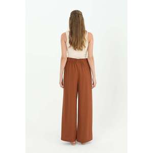 Pantalones Casuales de Pierna Ancha y Cintura Alta para Mujer Puane - Cómodos Pantalones Marrones de Moda con Corte Moderno 18103PNT - Product Image 3