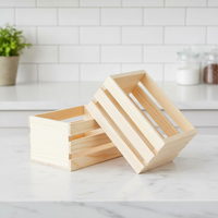 Mini panier de rangement pour maison de poupée, miniature en bois massif poli, durable, rectangulaire, caisse à lait, panier à fruits, petits paniers modèle pour