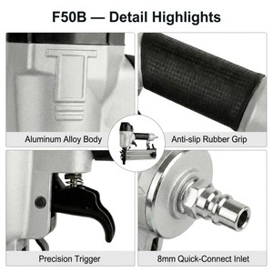 WISDOM Herramientas de Tapicería F50B Clavadoras Neumáticas de 20-50mm para Clavos Rectos, Pistola de Grapas para Madera, <span class=keywords><strong>Clavadora</strong></span> Neumática para Bricolaje, Herramienta para Gabinetes - Product Image 3