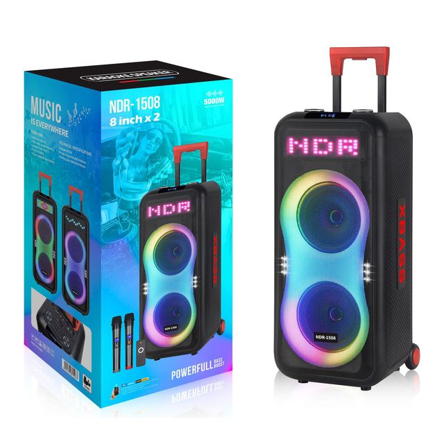 Ningda NDR 8-Inch Dual Outdoor for Bluetooth Speaker Waterproof Square Dance Audio Mobile Trolley USB AUX Communication Metal