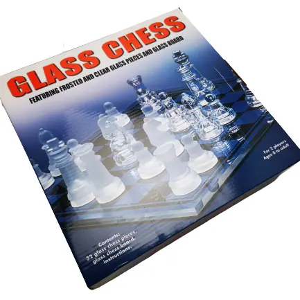 LANDER-MAN Verre Clair et Gel Pièces D'échecs En Verre Jeux D'échecs