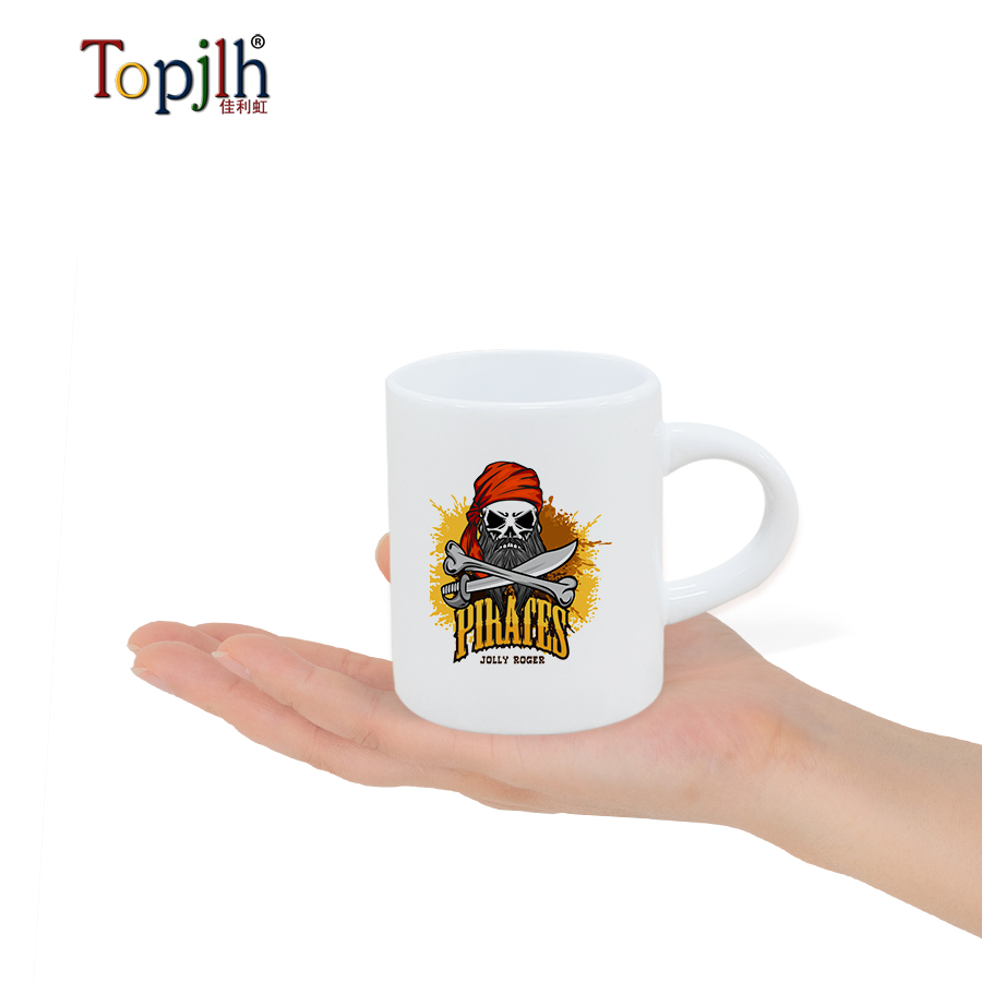 Topjlh Sublimation Blanks Coffee Cup 2.5oz White Ceramic Mug Small Size Cup  Customized Printed Smooth Surface Drinkware for Gift