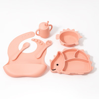 Ensemble de vaisselle pour enfants, assiette à motif de dinosaure, bol pour bébé, tasse à paille, cuillère, bavoir, ensemble de 6 pièces