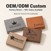 Dompet Lipat Tiga Kulit Rustic/Emas Berkualitas Tinggi 4" X 3" Dipotong dengan Mesin Ukir Laser
