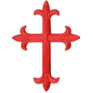 Patch décoratif thermocollant brodé, motif <span class=keywords><strong>croix</strong></span> rouge Santiago et <span class=keywords><strong>croix</strong></span> florale vintage, écologique, avec lettres anglaises, pour veste et sac <span class=keywords><strong>à</strong></span> dos - Product Image 1
