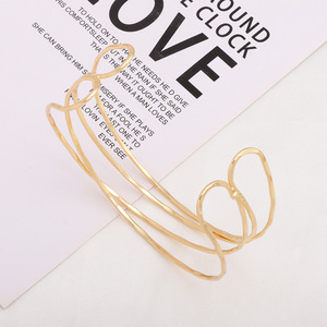 Brazalete Geométrico Chapado en Oro, Aleación, Diseño Abierto Ajustable, Joyería de Moda Unisex - Product Image 1