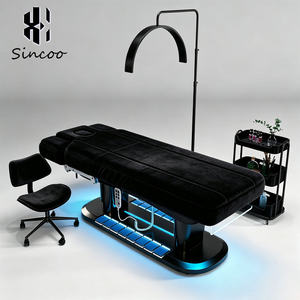 Cama de Lujo para Spa, de Terciopelo Negro, para Tratamientos Faciales, Extensiones de Pestañas, con 4 Motores Eléctricos, para Salón de Belleza - Product Image 4