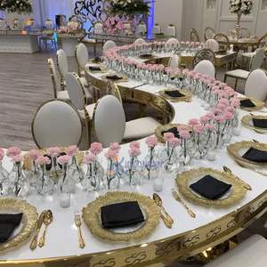 Otel düğün mobilyası <span class=keywords><strong>Modern</strong></span> lüks parti olay masa Metal altın paslanmaz çelik S şekli serpantin düğün masa - Product Image 4
