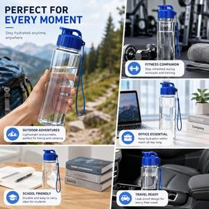 Botella de Agua Deportiva Personalizada para Mascotas, de Plástico, con Correa de Transporte, Portátil, a Prueba de Fugas, Transparente, para Gimnasio, Viajes al Aire Libre - Product Image 2