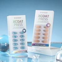 BTARTBOX XCOAT – Lot de faux ongles à presser en gros, courts, forme amande, faux ongles 3D French Manucure, effet œil de chat, faits à la main