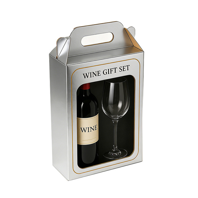 Custom Innovative Wine Cardboard Carrier Packaging Box with Gold Stamping & Handle Red Wine Packaging Carton