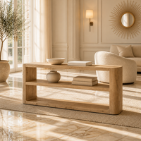 Table console minimaliste en bois texturé, finition haute résistance, faite à la main, à structure ouverte, pour projets résidentiels modernes