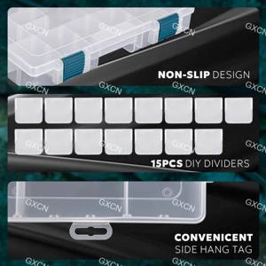 Boîte de matériel de pêche Organisateur en plastique <span class=keywords><strong>avec</strong></span> séparateurs amovibles, plateaux de matériel pour leurres et stockage de matériel terminal - Product Image 5