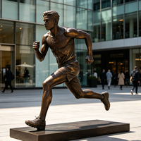 Statue de bronze Running Man, sculpture sur mesure, thème sportif extérieur, taille réelle