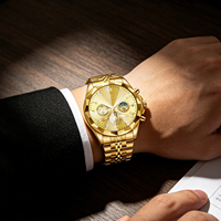 Montres de luxe pour hommes, chronographe de marque haut de gamme, montre-bracelet en or de haute qualité, cadran romain lumineux avec phases de lune