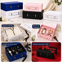 Boîte cadeau en papier pliable avec poignée en PU et fermeture magnétique, en stock, emballage cadeau cosmétique en carton pliable en une seule pièce
