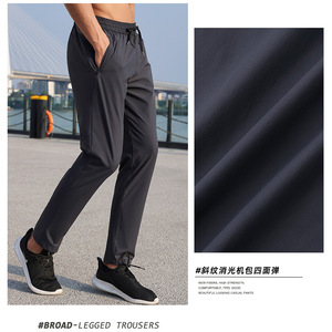 Pantalon de course pour homme Jinda Wolf, séchage rapide, coupe droite, ajusté, pour sports de plein air, pantalon d'entraînement en soie glacée pour l'été - Product Image 1
