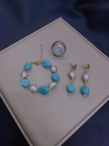 2025 sản phẩm làm đẹp thời trang thanh lịch dài mạ vàng Christian hình học Boho Turquoise Vòng cổ trang sức <span class=keywords><strong>Set</strong></span> cho phụ nữ - Product Image 4
