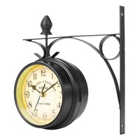 Station de rangement murale Vintage à Double face, décoration de jardin rétro, cadre métallique, couvercle à cadran en verre, chargeur, Station horloge