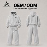 Ensemble sweat à capuche zippé et pantalon de survêtement large pour homme, en molleton de coton épais 450 GSM, coupe ample et oversize, avec logo personnalisé Fighting Ant
