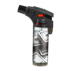 2025 nouveautés argent imprimer Logos personnalisés coupe-vent rechargeable barbecue bougie Jet torche inclinée briquets pour cigare - Product Image 5