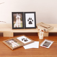 Cadre photo en bois fait main avec empreinte de patte d'animal, style design, 6 pouces, pour table, cadeau souvenir DIY