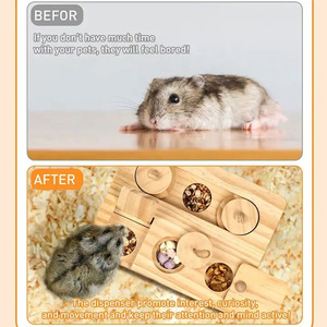 6 in 1 Mainan Pengumpan Interaktif untuk Hamster Kecil, Mainan Kayu Hiburan Hamster, Puzzle Lucu - Product Image 2