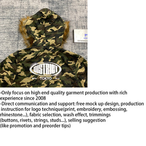 Giacche mimetiche da <span class=keywords><strong>uomo</strong></span> personalizzate DENIMGUYS con <span class=keywords><strong>cappuccio</strong></span> in <span class=keywords><strong>pelliccia</strong></span>, giacca sportiva con zip e logo serigrafato - Product Image 6