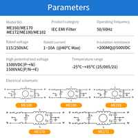 Module d'entrée d'alimentation industriel ME172 avec filtre EMI et filtre de ligne CA biphasé et interrupteur pour machines CNC et systèmes de contrôle