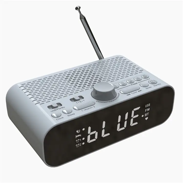 BT-A5 बेडसाइड दोहरी अलार्म घड़ी एफएम रेडियो यू डिस्क/वायरलेस MP3 प्लेयर बास डायाफ्राम एलईडी प्रदर्शन के साथ सेट कर सकते हैं दिन में झपकी लेना समय