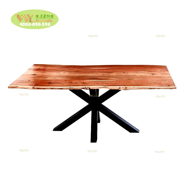 Pelapis meja kenari MDF tepi hidup padat atas kayu padat meja kayu Suar meja pohon hujan harga pabrik