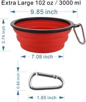 Bol pliable extra large pour chien 3L XL, bol de voyage 102oz, gamelle d'eau portable pliable avec mousqueton, bleu marine