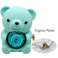 Boîte à bijoux en plastique rouge classique en forme d'ours rotatif, personnalisée avec impression offset et gravure en forme de cœur pour la Saint-Valentin