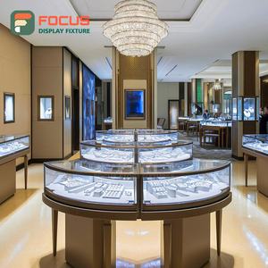 Vitrine de présentation haut de gamme en bois pour bijoux, avec éclairage LED en verre et métal, pour boutique et intérieur - Product Image 1
