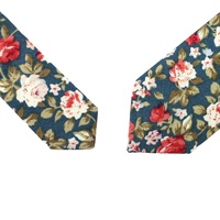 Cravates pour Hommes de Mariage, Cravates Fines Imprimées en Coton Bleu à Motifs Floraux pour Garçons d'Honneur