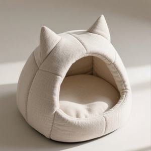 Kandang hewan peliharaan silinder pola cetak kucing hitam cantik sarang anjing kucing hewan peliharaan lembut hangat untuk istirahat hewan peliharaan tidur dan bermain sarang kucing - Product Image 5