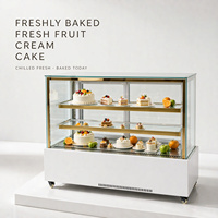 Vitrine Réfrigérée Commerciale en Acier Inoxydable CE pour Gâteaux, Refroidissement par Air, Vitrine en Verre à 2 Portes, Dégivrage Automatique, pour Boulangerie et Café
