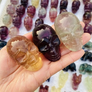 Calaveras de Cristal Arcoíris al por Mayor, Talladas a Mano, Calaveras de Fluorita Natural Multicolor - Product Image 1