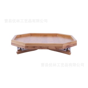Bandeja para reposabrazos de sofá de bambú, bandeja octogonal de madera para almacenamiento, soporte para teléfono y control remoto, 32x24.1x6.4cm - Product Image 5