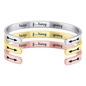 Sức Tiếp Tục Đi Thiết Kế Thời Trang Thép Không Gỉ Khắc Tin Nhắn Cuff Inspirational 18 k Bangle Vòng Đeo Tay cho Nam Giới Phụ Nữ - Product Image 3