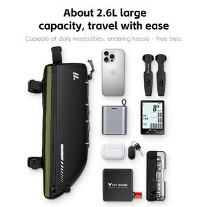 WEST BIKING 2.6L poche latérale en maille sac de tube avant de vélo réglable crochet et boucle résistant aux rayures sac de <span class=keywords><strong>cadre</strong></span> avant de vélo - Product Image 3