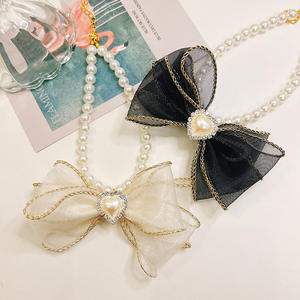 Pet Luxury Fiber <b>Bow</b> Necklace Small <b>Dog</b> Birthday Party Decoration Valentine's Day Gift Fashion Small Animal Collar - Product Image 2