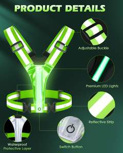 Chaleco reflectante LED con alta elasticidad, chaleco reflectante para exteriores, chaleco reflectante de Seguridad de Tráfico, correa reflectante - Product Image 2