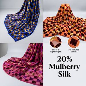 Tessuto in Velluto di Seta Vera con Motivo a Quadri 3D, 20% Seta di Gelso 80% Viscosa, Tessuto Leggero e Trasparente per Abaya di Lusso - Product Image 1