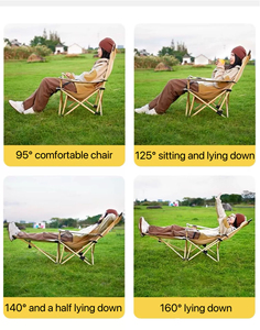 كراسي صالة مريحة متعددة الألوان في الهواء الطلق كراسي استلقاء شمسية معدنية محمولة وقابلة للطي لاستخدام غرفة المعيشة والحديقة والفناء - Product Image 5