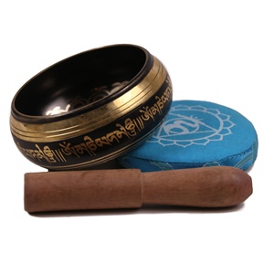 Bol chantant tibétain en bronze poli sculpté mantra en métal pour thérapie sonore Yoga méditation comprend dés attaquant religieux - Product Image 2