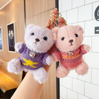 Porte-clés personnalisé en peluche Ourson mignon, pendentif de sac pour couples, jouet en peluche doux, vente en gros