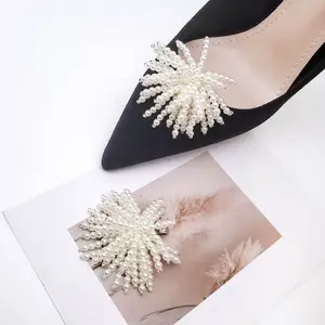 Handmade Pearl Beaded Tassel Shoe Clip Accessories Detachable Vamp Buckle For Ladies Wedding High Heels