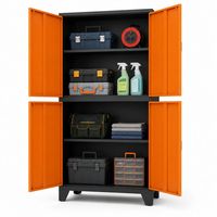 Armario de Almacenamiento Metálico Resistente de 4 Puertas con Cerraduras de Código Digital, Base Elevada, Multicolor, para Almacenamiento de Equipos en Almacenes y Garajes